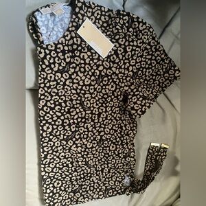 NWT! Michael Kors Linen Blend Top - Short Sleeve Side Tie in Size XL